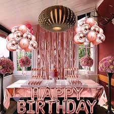 Rose Gold Birthday Party Decoration Happy Birthday Banner Etsy In 2021 Gold Birthday Party Decorations 18 Birthday Party Decorations Gold Birthday Party