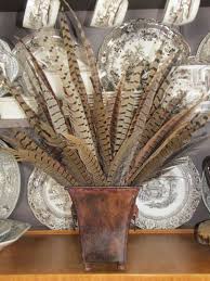 Collection Of Pheasant Feathers Gathered And Displayed In An Urn Feather Decor Turkey Feather Decor Autumn Decorating