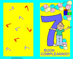 Biglietto Di Buon Compleanno Per Bambini Di 7 Anni Azzurro E Giallo Biglietti Di Buon Compleanno Auguri Di Compleanno Buon Compleanno