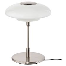 Tallbyn Lampe De Table Nickele Opalin Verre 40 Cm Ikea Lamp White Glass Table Lamp