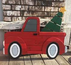 Large Red Christmas Truck Sign Wooden Red Truck Christmas Etsy Christmas Decorations Diy Outdoor Pallet Christmas Christmas Decor Diy