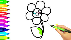 Simple Flower Coloring Pages For Kids Easy Example How To Draw And Color Flowers Youtube Just click on button print at the right for printing.