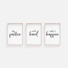 Office Wall Decor Stay Positive Work Hard Make It Happen Etsy Office Wall Decor Wall Printables Positivity