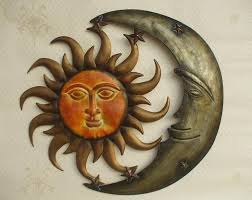 Metal Wall Art Iron Sculpture Sun And Moon Indoor Decor Artwork Sun Art Moon Stars Art Star Art