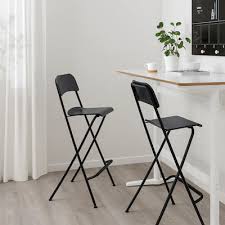 Franklin Bar Stool With Backrest Foldable Black Black Ikea