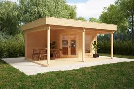 Gartenhaus Mit Grosser Terrasse Und Vordach Remo 3 6m2 44mm 4 X 6m Summer House Garden Garden Room Summer House