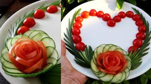 Super Salad Decoration Ideas Cucumber Tomato Rose Carving Garnish Salad Decoration Ideas Fruit Salad Decoration Food Decoration