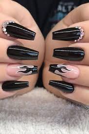 Cute black with glitter | black nails with glitter, black. 54 Elegant Black Nail Art Designs And Ideas Blue Acrylic Nails Cute Acrylic Nails Nail Designs Summer Acrylic