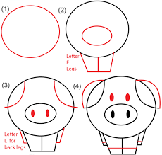 Big Guide To Drawing Cartoon Pigs With Basic Shapes For Kids How To Draw Step By Step Drawing Tutorials Shapes For Kids Cartoon Drawings Pig Cartoon