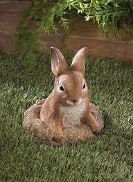Bunny Rabbit Garden Decoration Outdoor Animal Figurine Lawn Ornament Statue Hole Garden Figures Garden Statues Bunny Statue
