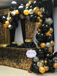 Organic Balloon Garland Arch With Marble Balloons Decoration For 50th Bi 60th Birthday Party Decorations Balloon Decorations Party Birthday Balloon Decorations