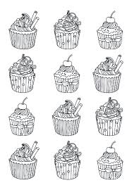 100% free sweet treats coloring pages. Cupcakes Easy Celine Cupcakes Adult Coloring Pages