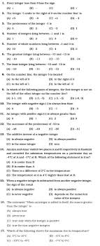 Integers Worksheets With Answers For Grade 6