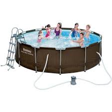 Bestway 12ft Rattan Frame Pool Set Bestway Outdoor Loungers Rattan Outdoor Furniture