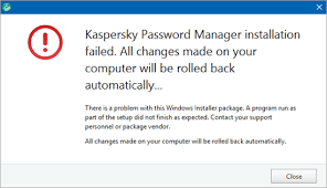 Kaspersky Password Manager Installation Failed Error