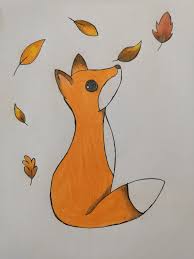 Fox Drawing Fall Drawings Cute Fox Drawing Canvas Drawings