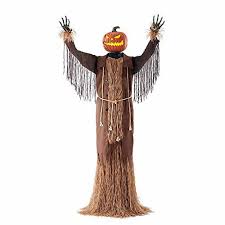 Motion Sensor Halloween Decoration Scarecrow Figurine Animated Pumpkin Harvester Lights A Animated Pumpkins Halloween Home Decor Halloween Outdoor Decorations