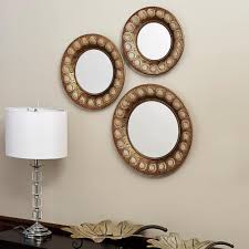 Household Essentials Round Gold Mirror Set Of 3 2380 1 The Home Depot Gold Sunburst Mirror Round Gold Mirror Mirror Set