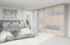 Satin Cashmere Glass Sliding Wardrobe Doors With Satin Silver Mirror Feature Panels Napoli S Glass Sliding Wardrobe Doors Sliding Wardrobe Doors White Bedroom