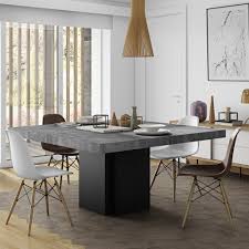 Table à manger scandinave blanc et bois clair l150 cm leena. Table A Manger Carree 150 Cm Decor Beton Et Noir Dinny Maison Et Styles