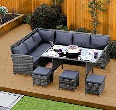 Aluminium Frame 9 Seater Rattan Corner Garden Sofa Rattan Corner Sofa Garden Sofa Set Rattan Garden Furniture