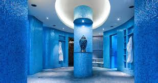Small Mosaic At Curved Wall And Frameless Glass Door Spa Hotel Eden Roc Hotel Eden Frameless Glass Doors Spa