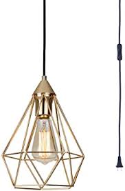 Absolutely disappointed with the finish on the product. Seeblen Pyramid Hanging Light Plug In Pendant Light With 15 Ft Plug In Cord Light Fixture In Line On Off Switch Champagne Gold Amazon Ca Tools Home Improvement