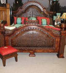 Mesquite Bed W Tooled Leather Home Western Home Decor Diy Bedroom Decor
