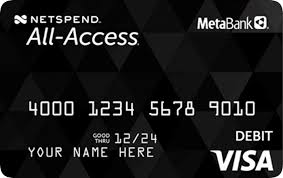 Netspend All Access Prepaid Visa Debit Card From Metabank Prepaid Card Visa Debit Card Credit Card Design