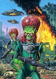 Mars Attacks Again We Reveal 7 Cards From The New Occupation Set The Robot S Voice Mars Attacks Horror Movie Art Sci Fi Art