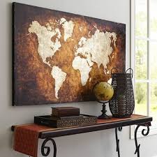 World Map Art Bronze World Map Art Map Decor Nature Canvas Painting