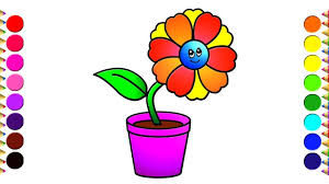 Flowers Drawing And Coloring How To Draw Flowerpot For Kids With Color Flower Drawing Learning To Draw For Kids Coloring For Kids The image, with so many small spaces to color in, will help your child.
