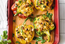 Gefullte Paprika Mit Frischkasesauce Frisch Gekocht Rezept Rezepte Gefullte Paprikaschoten Frischkase Sauce