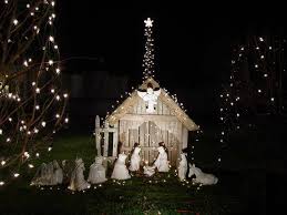 Outdoor Lighted Nativity Scene With Ornamental Leaves Jpg 800 600 Outdoor Nativity Outdoor Christmas Outdoor Nativity Sets