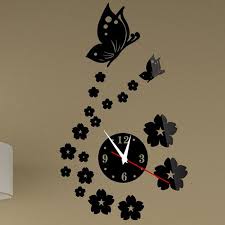 Free Shipping 2015 3d Mirror Wall Clock Diy Crystal Clock Home Decoration Reloj De Pared 2 Butterfl Mirror Wall Clock Wall Clock Sticker Butterfly Wall Decor