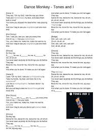 Dance Monkey Tones And I English Esl Worksheets Ingles