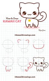 How To Draw Kawaii Cat Step By Step Kawaii Cat Drawing Drawing Tutorial Easy Cat Drawing Tutorial