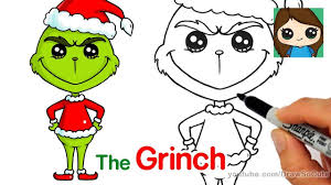 How To Draw The Grinch Easy Xmas Drawing Cute Drawings Grinch Drawing