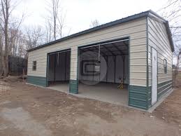 Side Entry Metal Garage With 2 Garage Doors 1 Man Door And 2 Windows Garage Door Styles Metal Garages Garage