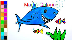 How To Draw A Shark For Kids Easy And Simple Coloring Drawing Video Shark Coloring Pages Shark Drawing Easy Sharks For Kids