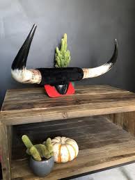Vintage Large Bull Horn Wall Decor Taxidermy Horn Display Retro Home Decor Bull Horns Wall Decor Retro Home Decor Vintage Large