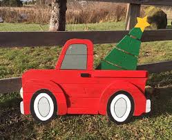 Large Red Christmas Truck Sign Wooden Red Truck Christmas Etsy Christmas Truck Wood Yard Art Christmas Yard Art