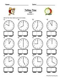 Telling Time Clock Worksheet To The Hour Time Worksheets Kindergarten Telling Time Clock Worksheets