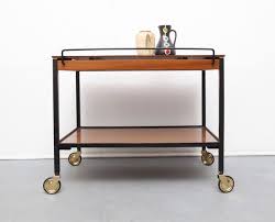 60er 70er Servier Wagen In Teak Resopal Teak Servierwagen Servierten