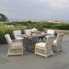 New On The Floor At Thayer S With Wide Plank Tops And Trestle Style Bases Brussels Is Kingsle Elegant Outdoor Furniture Rectangular Dining Set Backyard Decor