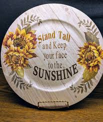 Sunflower Decorative Charger Plate Cute Sunflower Decoration Plate With Sunflower Saying Stand T Charger Plates Decor Charger Plates Diy Charger Plate Crafts