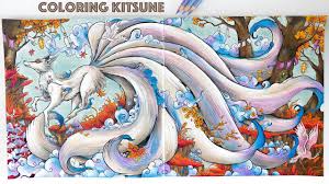 New double page from mythomorphia by kerby rosanes! Coloring Kitsune From Mythomorphia Coloring Book Speed Coloring Youtube