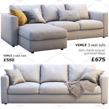 Three Seat Sofa 2 Options 3d Model Ikea Vimle Ikea Sofa Ikea Vimle Sofa