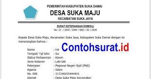 Surat Keterangan Domisili Atau Keterangan Penduduk Dari Kepala Desa Surat Pedesaan Pemerintah