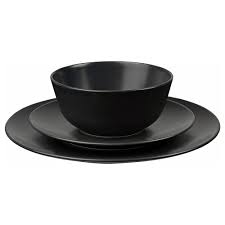 Dinera 18 Piece Dinnerware Set Dark Gray Ikea Dinnerware Dinnerware Sets Rustic Black Dinnerware Set